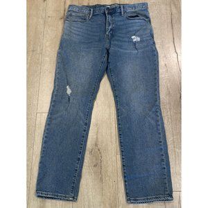 Mens Gap Jeans Size 36x32 Slim Stretch Straight Blue Denim Pants Distressed
